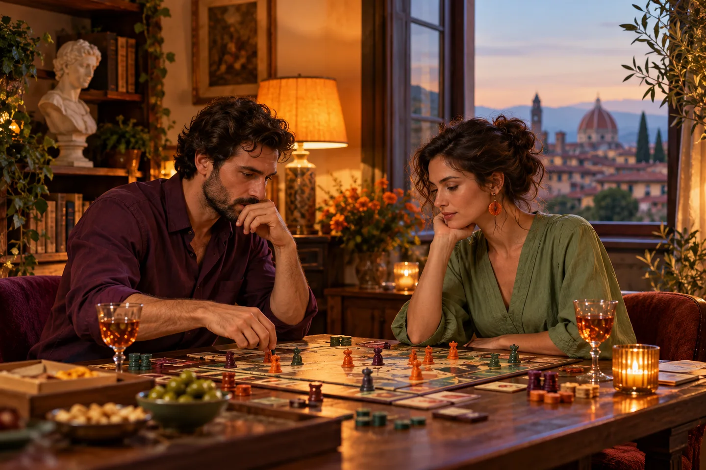 Due adulti concentrati su un gioco in un angolo tranquillo